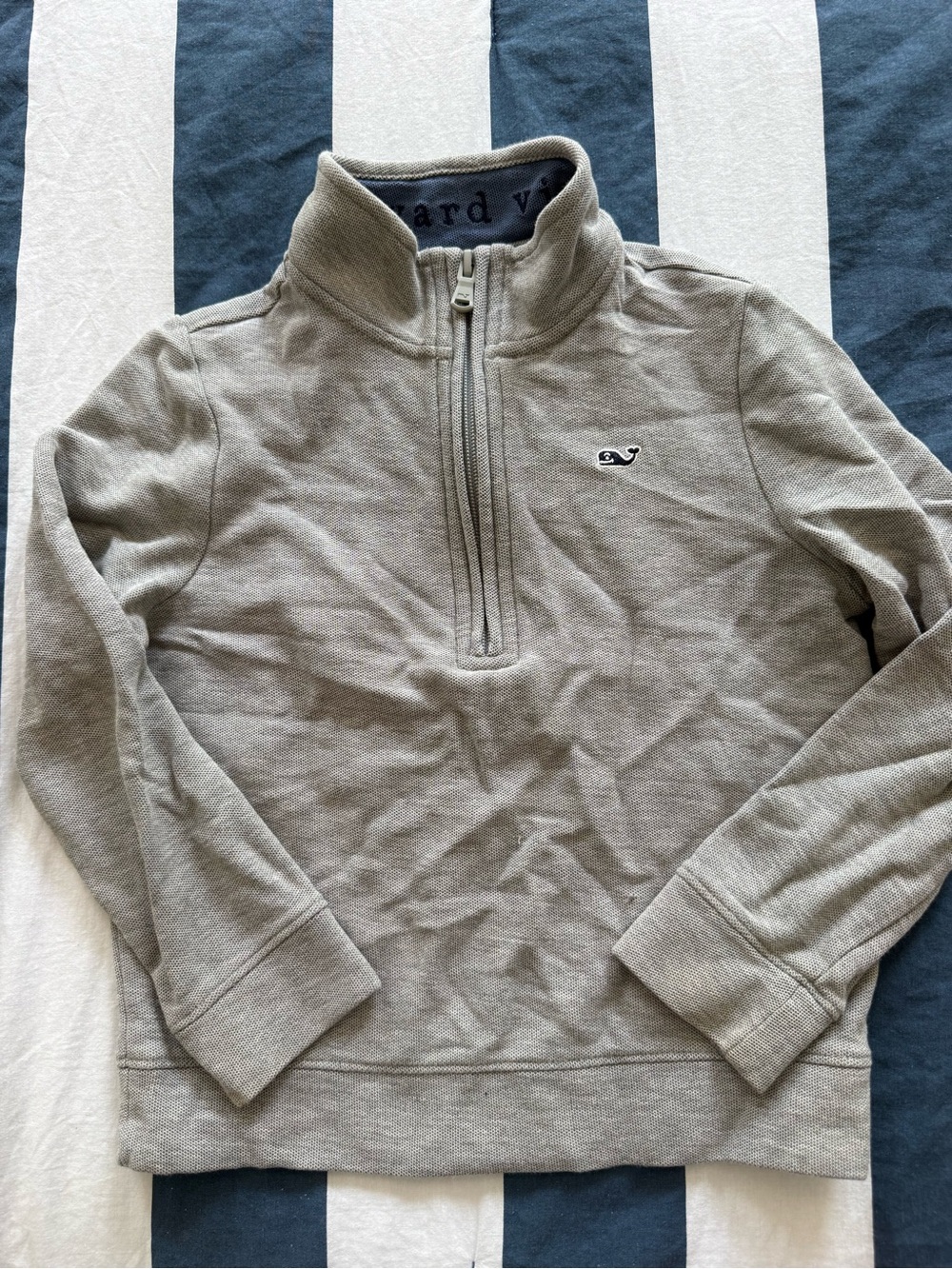 Vineyard Vines Kids Light Gray Quarter-Zip Pullover
